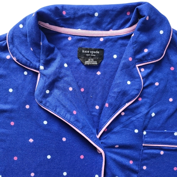 kate spade Blue and Pink Polka Dot Pajama Shirt - Picture 4 of 4